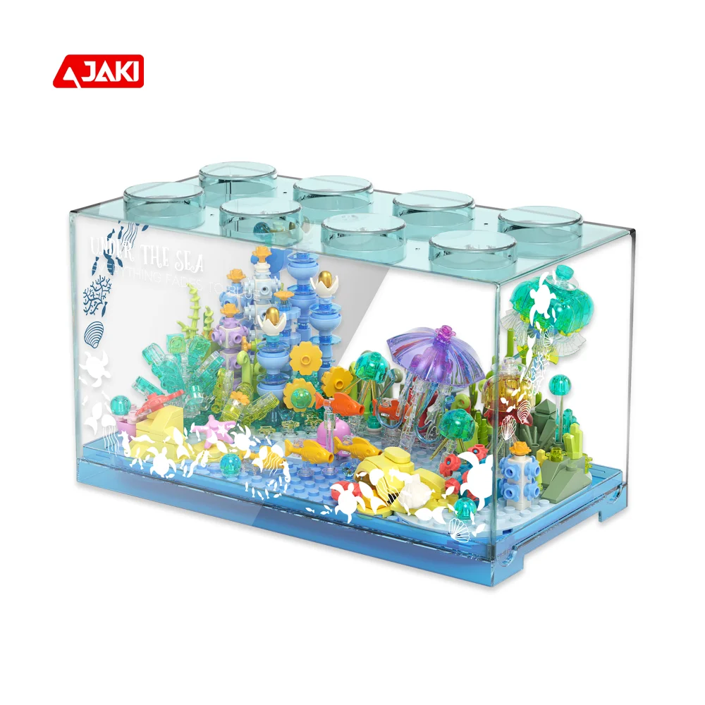 JAKI Educational DIY Blocks Fish Tank Toy Plastic Model Sea Animals Building for Kids