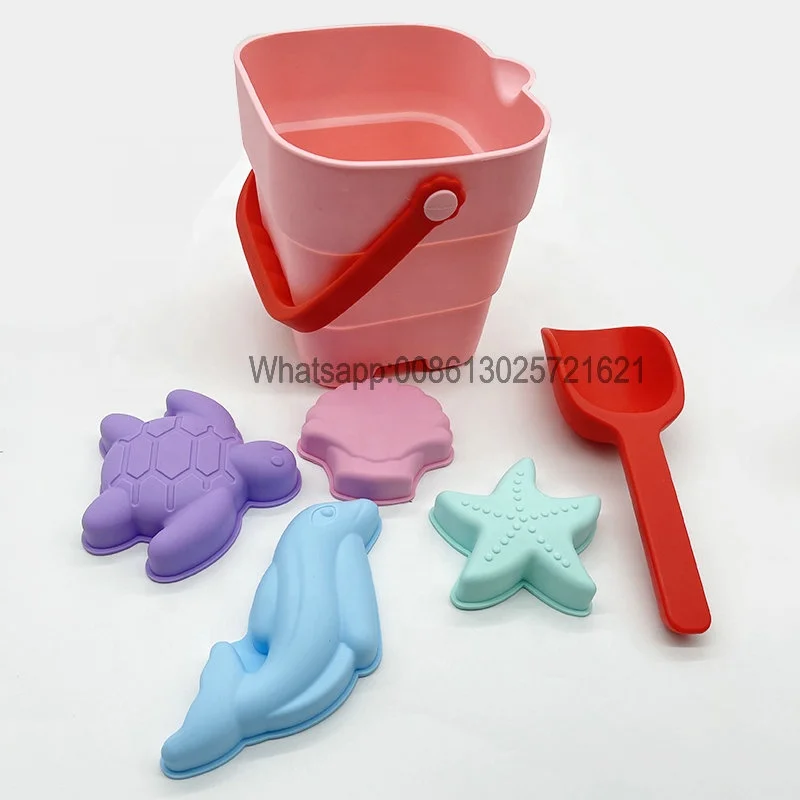 Новинка 2022 года одобрено CPC Силиконовый складной ковш и лопатка компактные силиконовые пляжные игрушки
