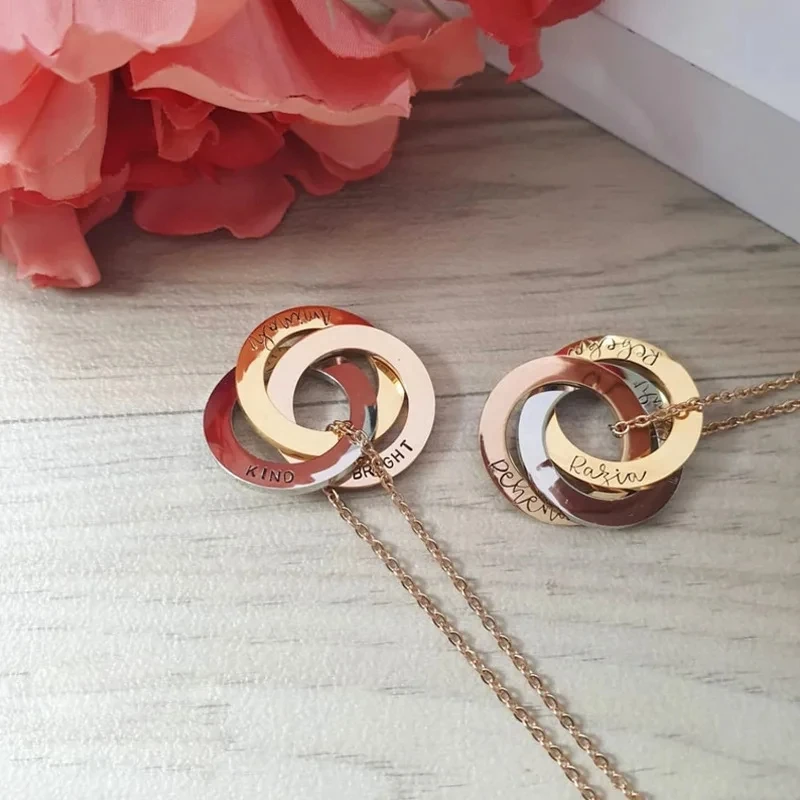 Fashion Classic Triple Loop Pendant Necklace Personalized Loop Stainless Steel Necklace  For Women