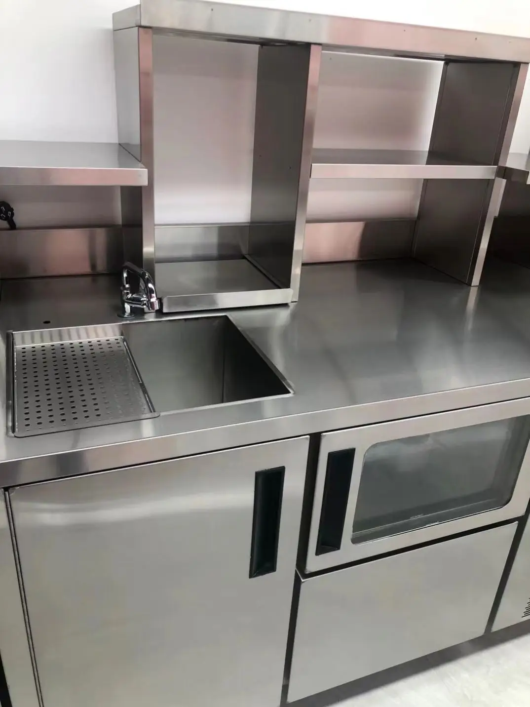 customize station drink boba working table shop stainless steel milk bubble tea bar design counter display stand tea beverage