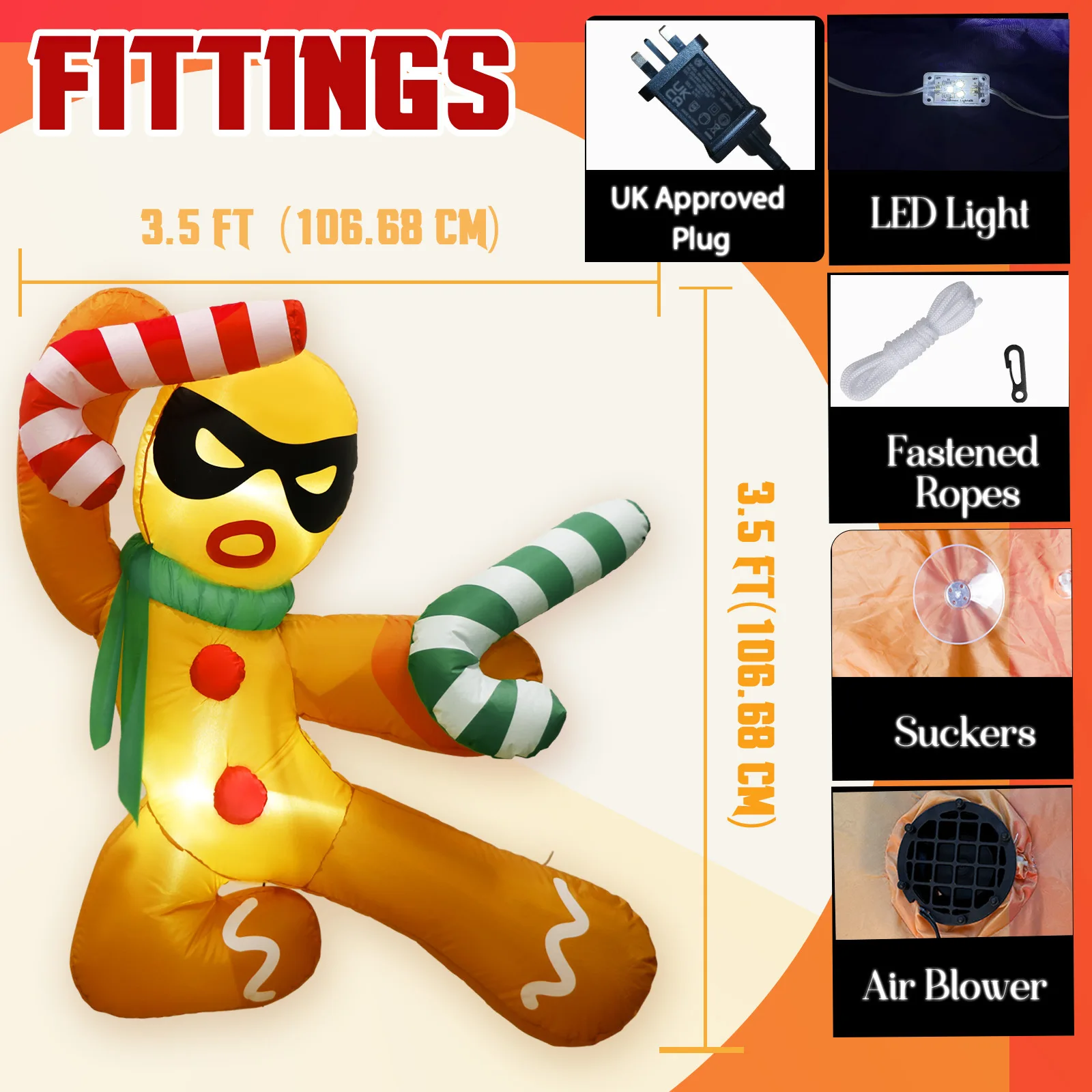 1.1m Low Outdoor Christmas New Year Decoration Christmas Inflatable Gingerbread