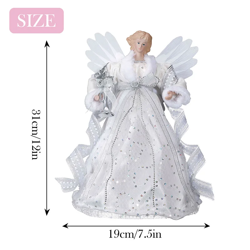 EAGLEGIFTS 20+ year Experience Premium Color Change White Wings Silver Angel Christmas Tree Topper Ornament