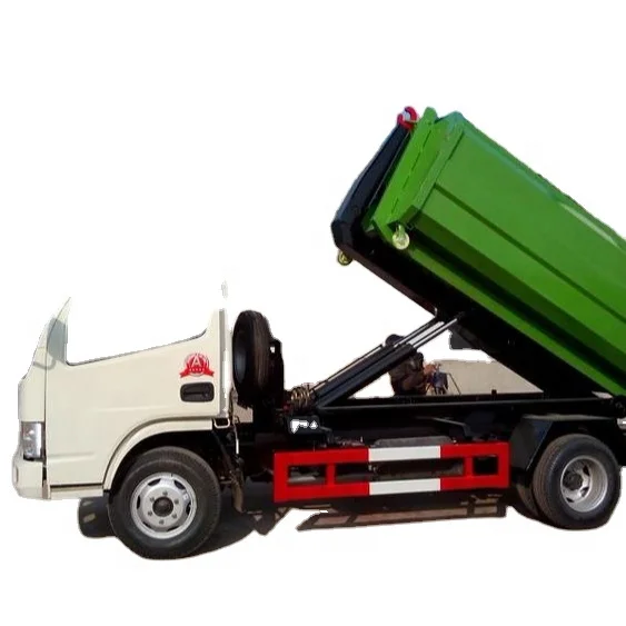  Dongfeng 5 куб. М крюк подъемный рулон мусоровоз со съемным контейнером для