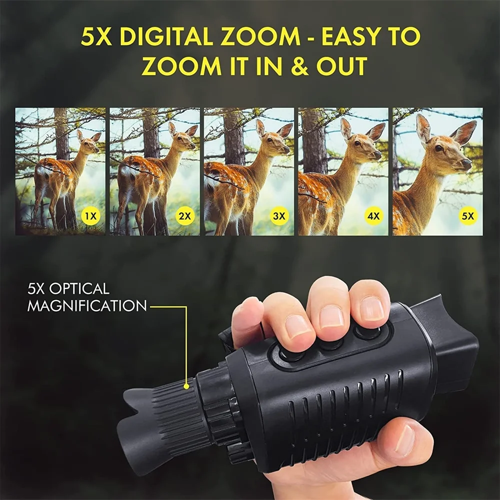 R7 5X Zoom Digital Monocular Telescope 300M Rechargeable Infrared Night Vision for Hunting camera Video Recording
