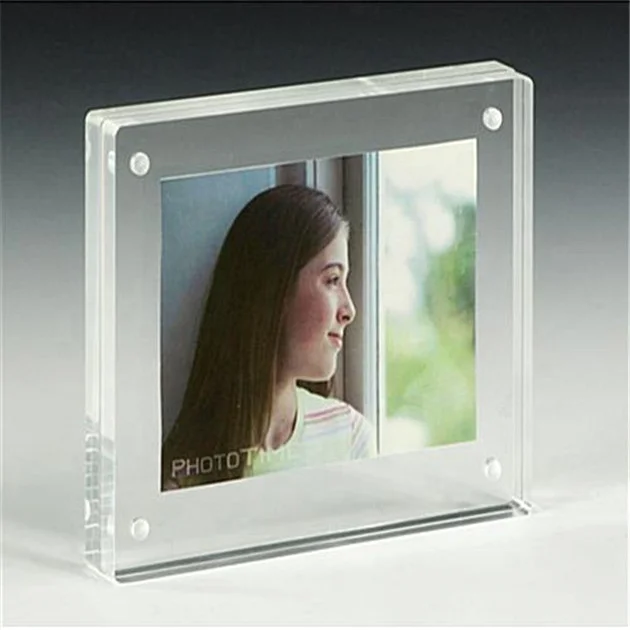 Acrylic Magnet Photo Frame Picture Holder Clear Photo Frame Free Standing for Tabletop