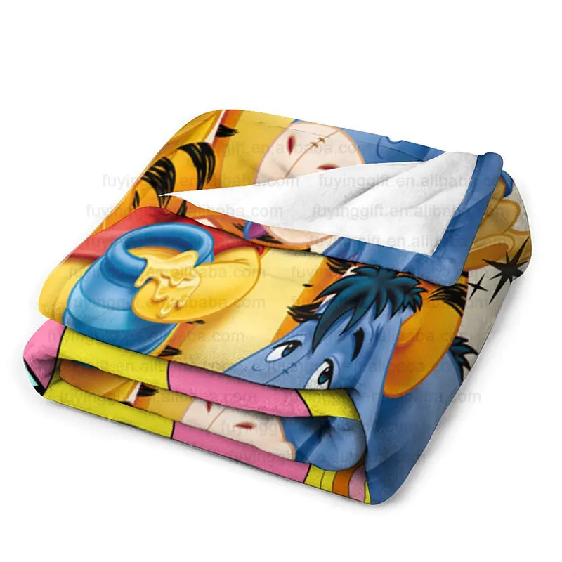 Factory Wholesale 1000 Designs Custom 3D Printing Cartoon Kawaii Cat Mouse Pattern Fleece Blanket High Quality Throw Blankets