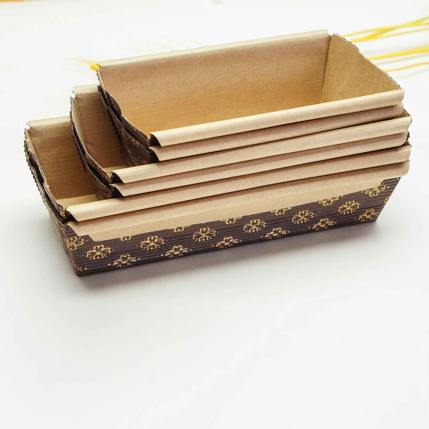 Recyclable Rectangular Corrugated Cowhide Bread Baking Mold Thickened High Temperature Baking Cake Mold