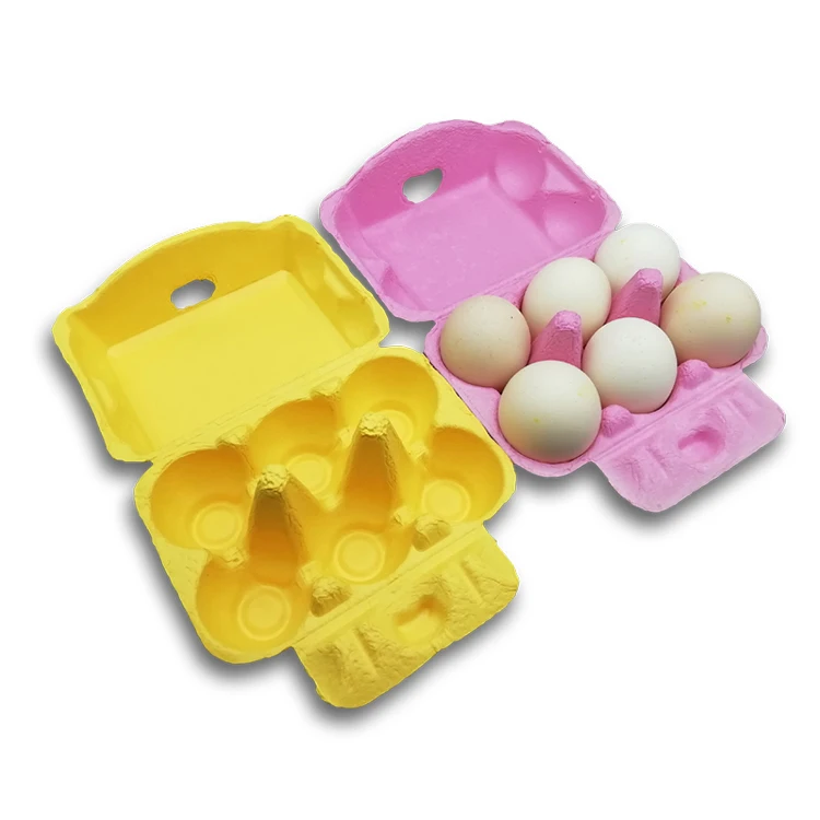 Customized Color Eco-friendly Biodegradable Egg Box High Quality 6 Holes Egg Packaging Boxes Color Pulp Tray Egg Paper Boxes