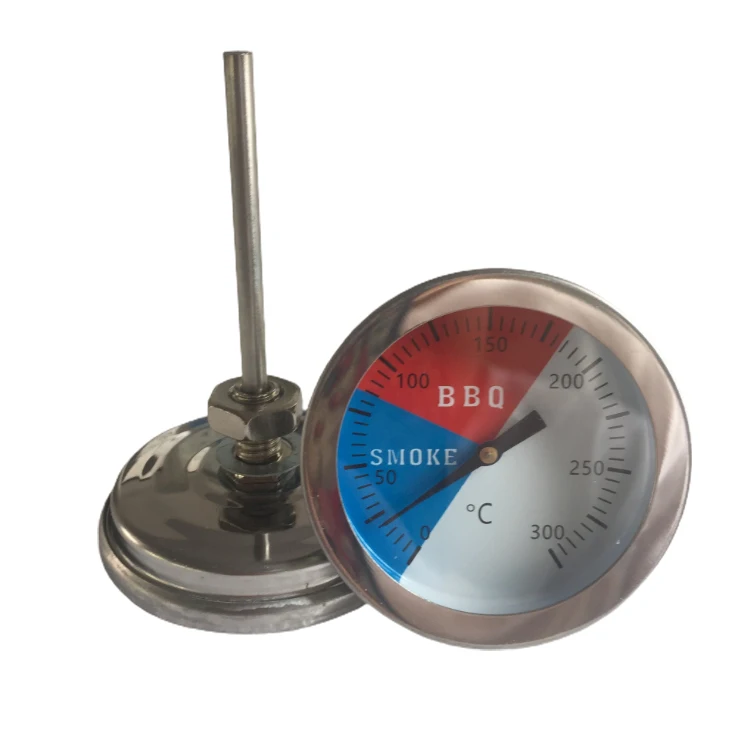 Stainless Steel BBQ Thermometer Gauge Bimetal Barbecue Grill Oven Thermometer