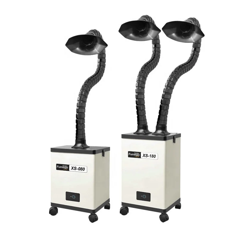 Electric Soldering iron mobile Soldering Fume Extractor for soldering station with double Flexible extraction Arms