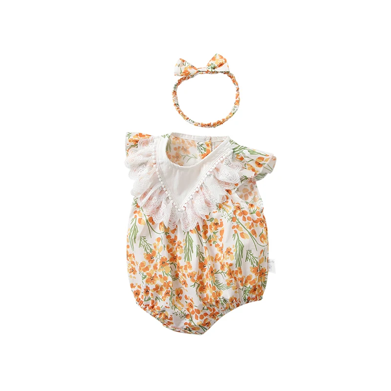 Summer Short Sleeve Cute Baby Girl Short Romper 2 Row Hand Clothes Bale Romper Baby Rompers Infant