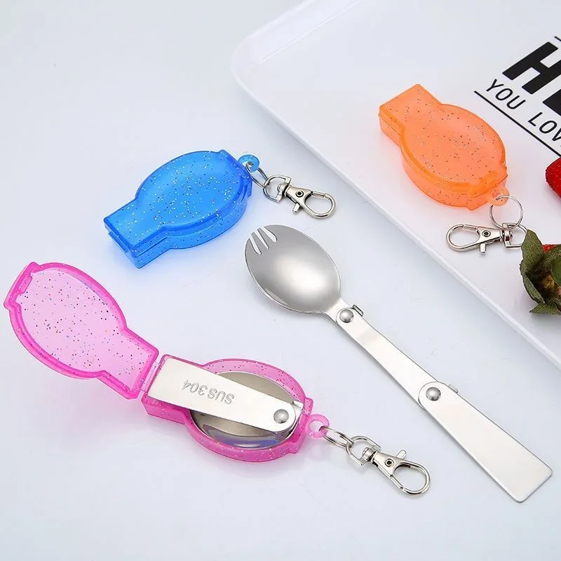 304 stainless steel foldable spoon for outdoor picnics portable spoon fork creative braising beaker braising jar spoon