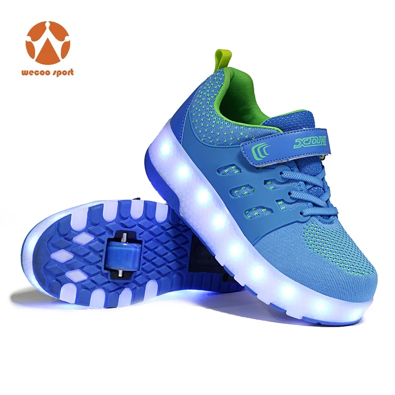 new design kids 2 wheel roller shoes , fashion skate shoe sole with roller , led light up kids  racer roller skate shoes