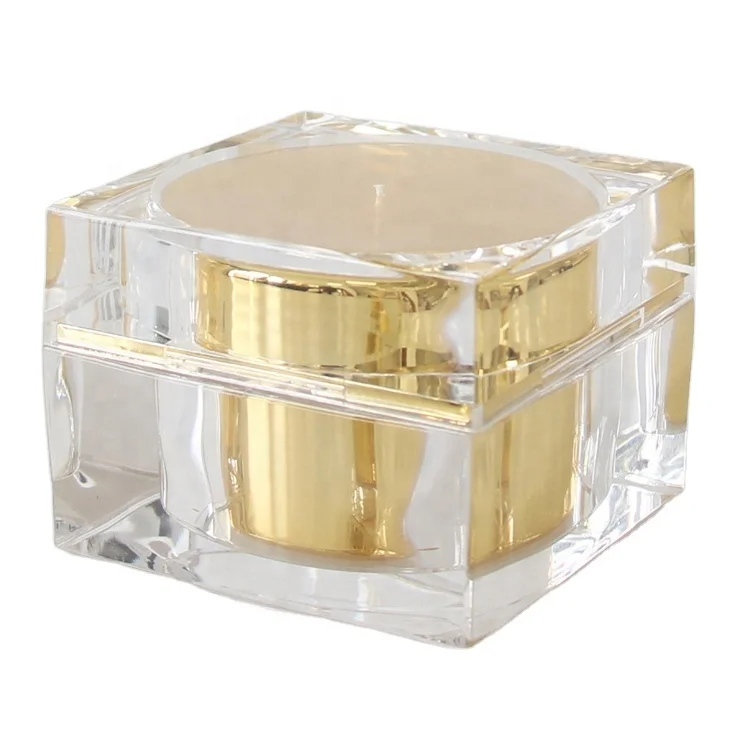 30G Gold Acrylic Square Cosmetic Empty Cream jar
