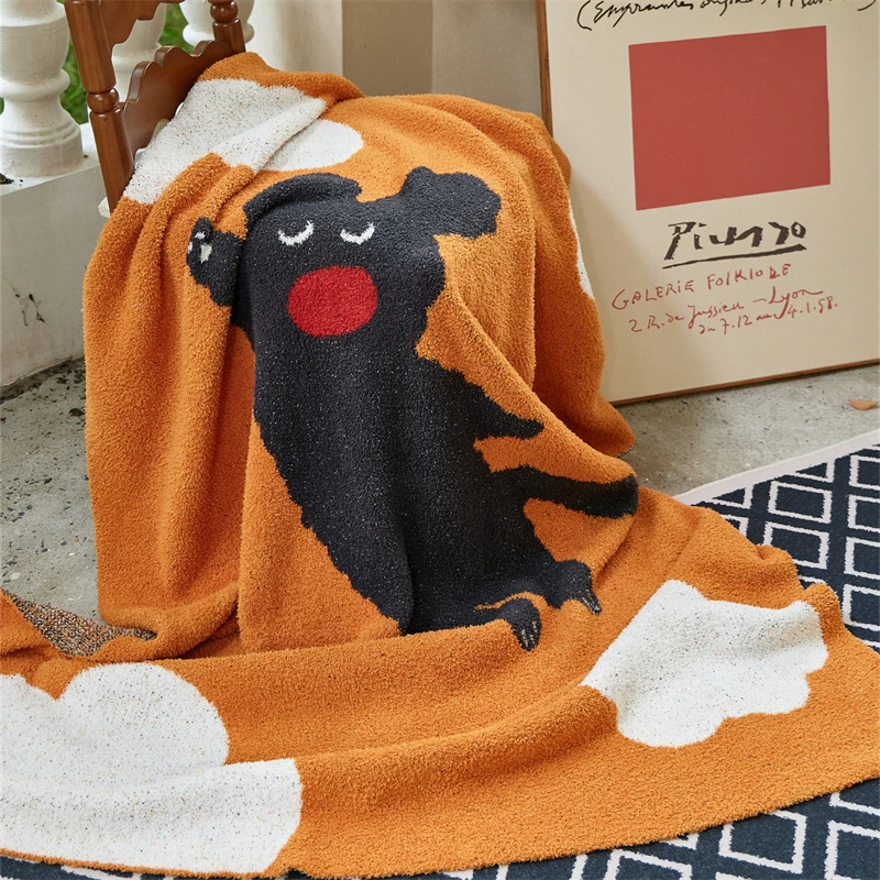 Wholesale Factory cheap supper lovely carton  flying dog supper soft warm breathable 100% polyester knitted throw blanket BLF