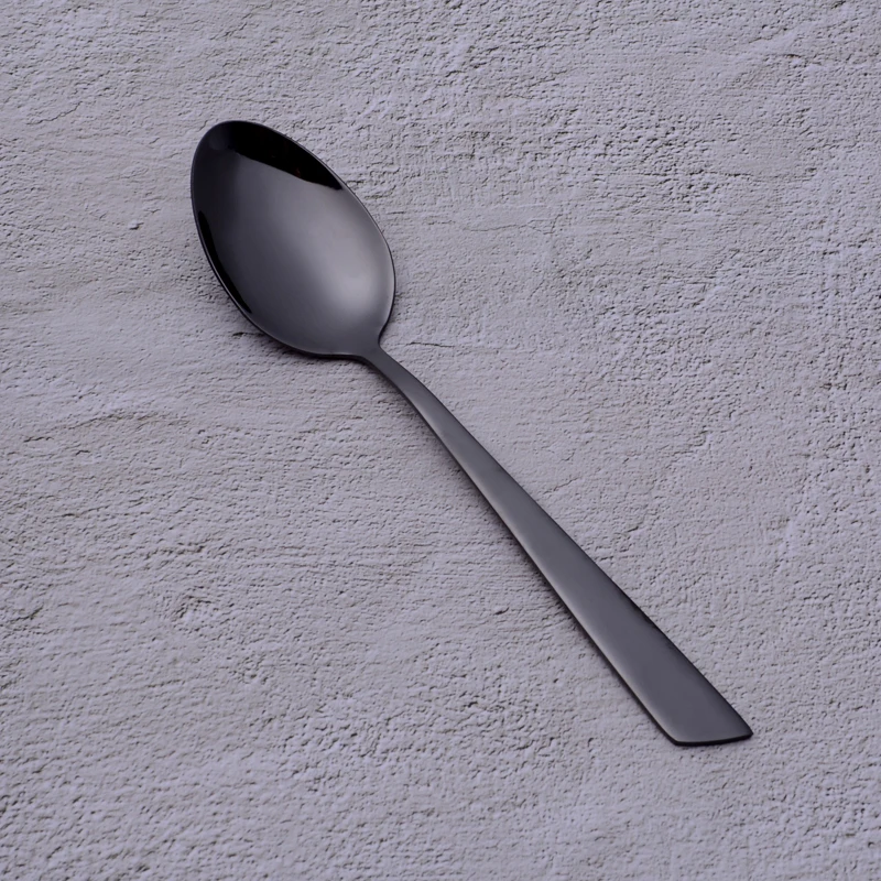 High quality Modern 16 Pieces Utensils Cutlery Forks Spoons Restaurant Mirror Polished Stainless Steel Black Flatware