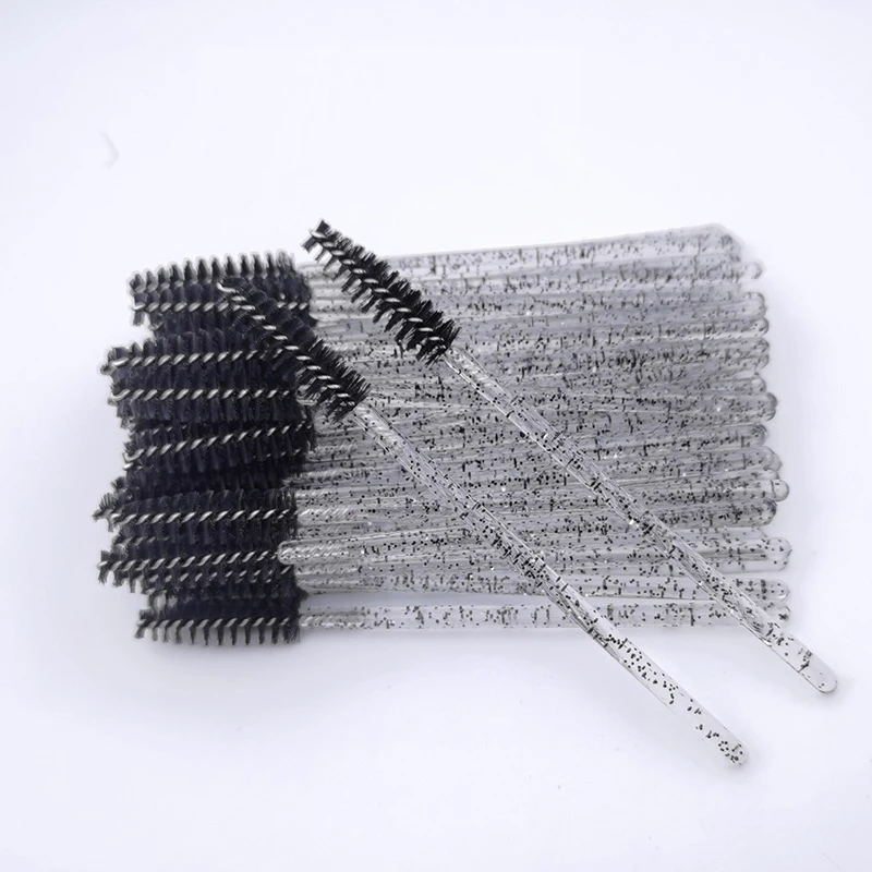 Crystal handle disposable eyelash brush solid spiral eyebrow brush eyelash comb makeup tools wholesale