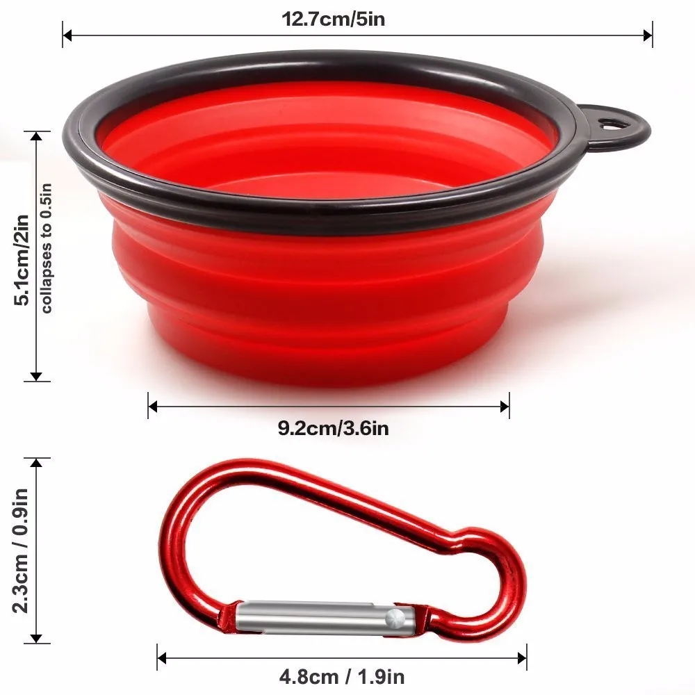 Hot Selling Collapsible Pet Dog Bowl,Silicone Portable Foldable Water Bowls with Carabiner Clip