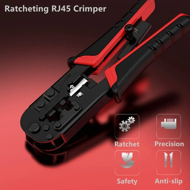for Pass Through RJ11 RJ12  RJ45 connectors Cutter Stripper CAT5e/CAT6  Network LAN Wire Crimping Tool RJ45 Crimper Pliers