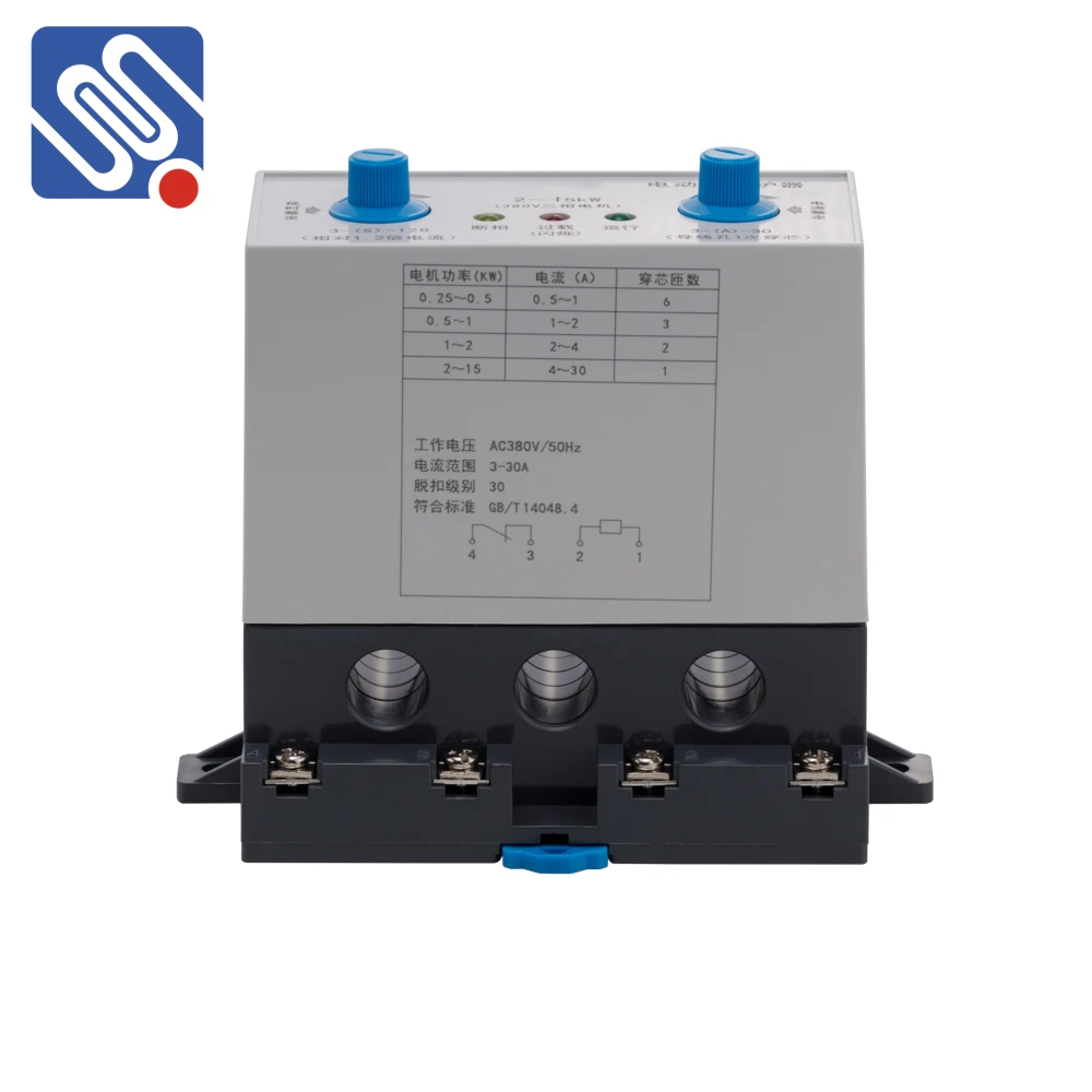 Meishuo motor protection relay 2~15kW Overload relay protector 380v three phase motor Delay/current setting