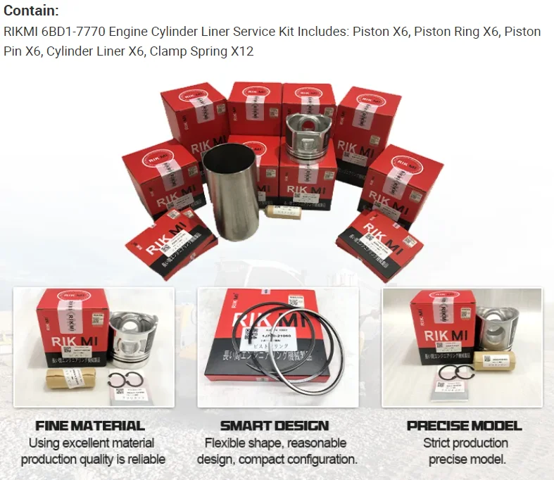 Excavator Forklift Forklift Harvester Diesel Engine Cylinder Kit Liner Piston Kit Engine Spare Parts Cylinder Liner Kit Alloy