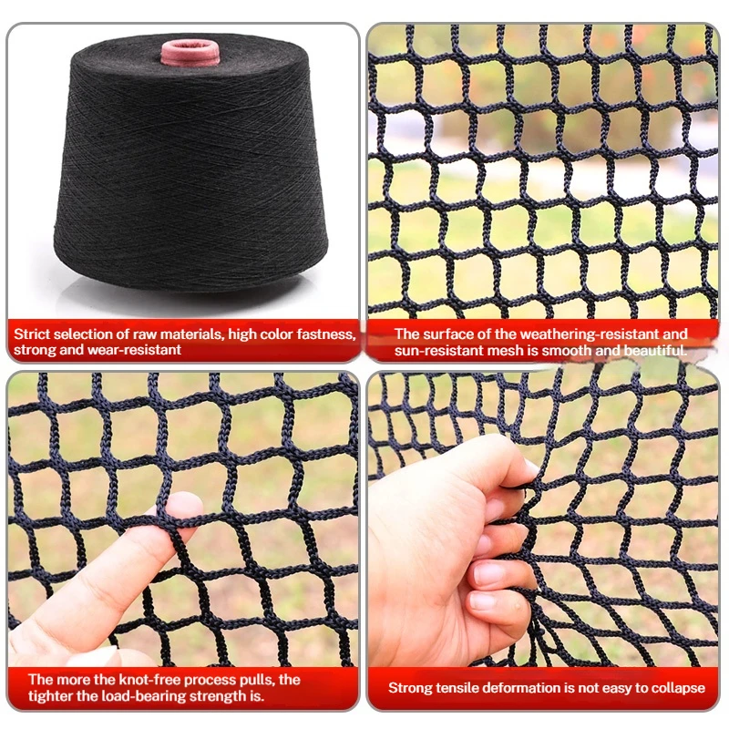 Polyester Black Green Red White square mesh knotless safety net Cargo Net Knotless Net