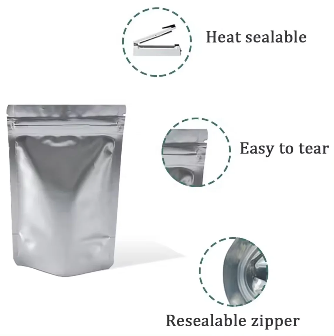 Heat sealable laminated multiple layers aluminum foil bags