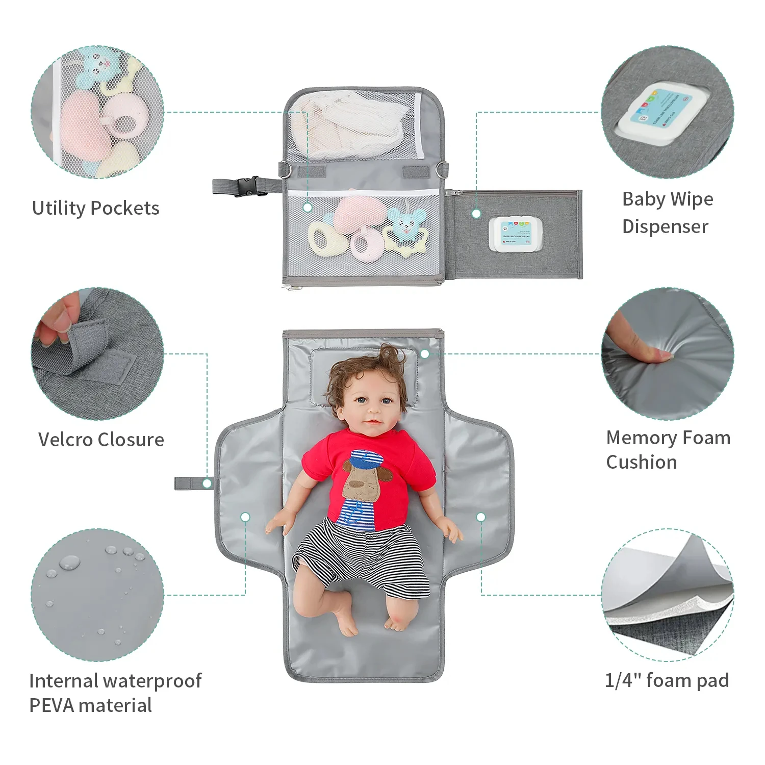 Hot Selling Portable Baby Changing Mattress Pad Folding Changing Pad Cover for Baby Girls Boys