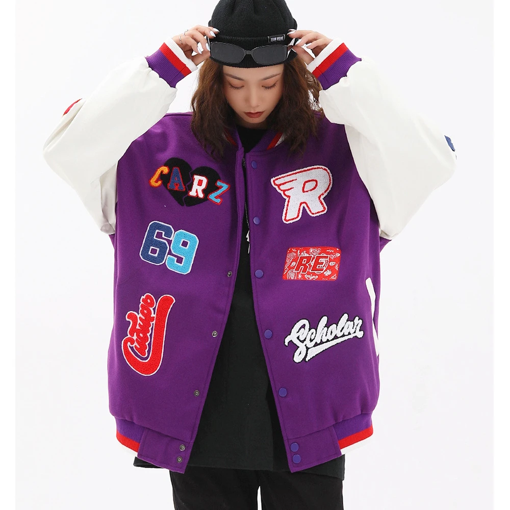 Куртка для студентов колледжа, школьная форма, баскетбольная Женская куртка с нашивкой из синели