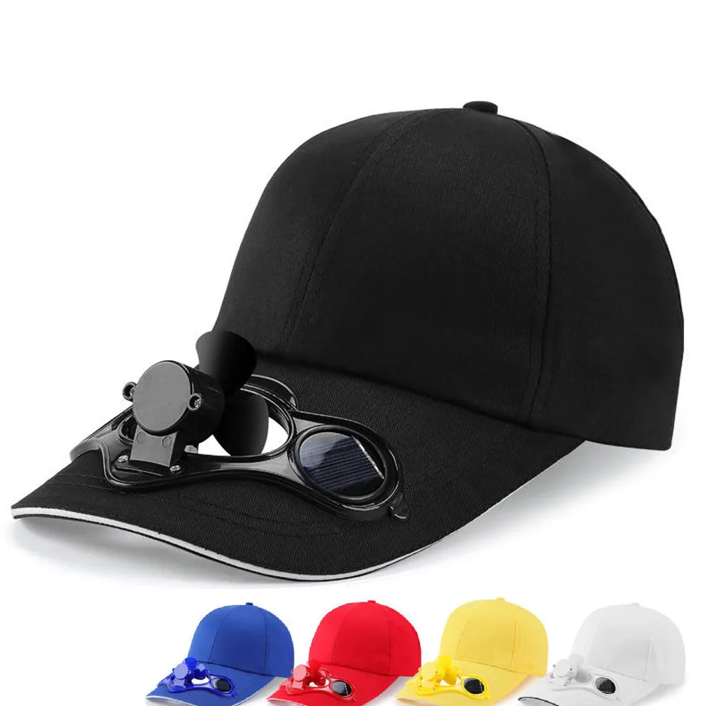 Wholesale Camping Hiking Peaked Fan Cap Custom Logo Sports Hat Summer New Trucker Baseball Cap Solar Sun hat with fan