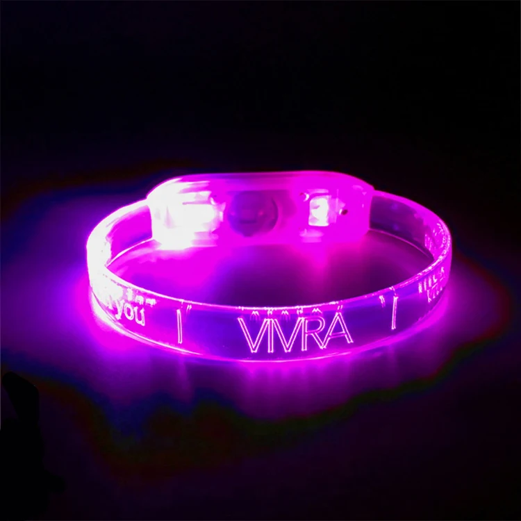 Popular Cheap Price TPU LED Flashing Bracelet Activated By Sound Custom Logo Blue LED Light Up Bracelets For Party