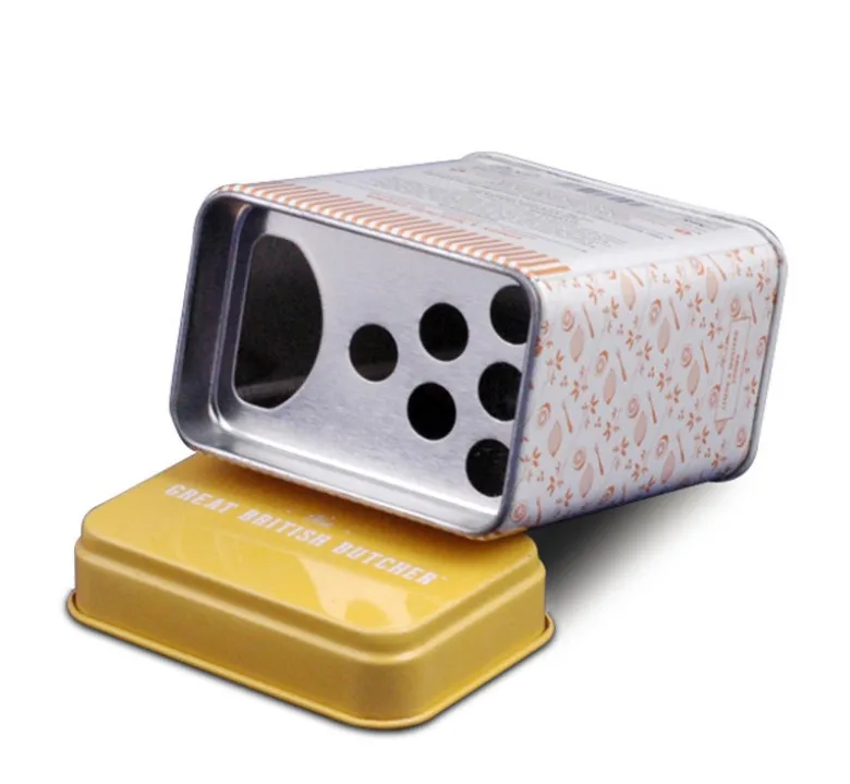 Wholesale Seasoning Can Packaging Empty Rectangular Metal Container Food Grade Spice Tin Box With Lid