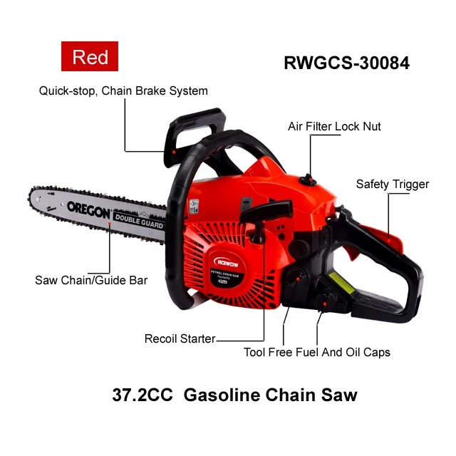 38CC Petrol Engines Chainsaws Power Garden Trees Wood Cutting Machine Gas Chainsaw Prices Single Cylinder Gasoline Chain Saws