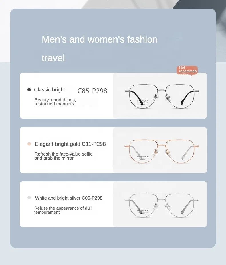 High End Double Beam Retro Titanium Blue Light Filter Eyewear Glasses Literary Optical Glasses Frame For Unisex