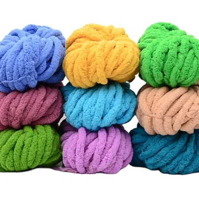 China factory wholesale 2cm 3cm chunky 100% polyester chenille yarn for arm knitting