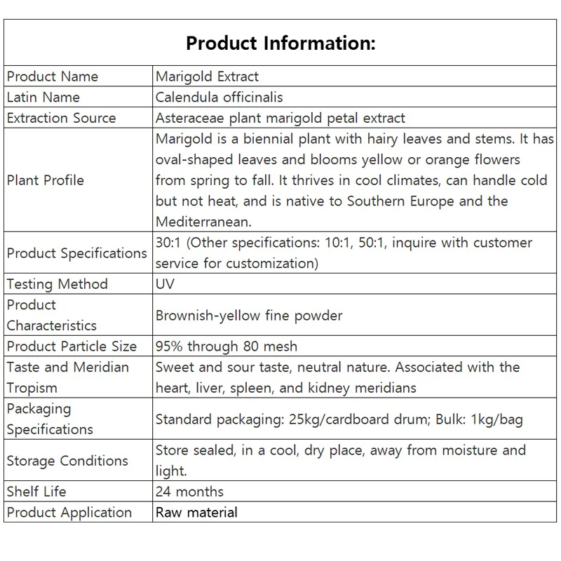 High Quality Pure Marigold Flower Extract /Calendula Officinalis Extract Powder 10:1