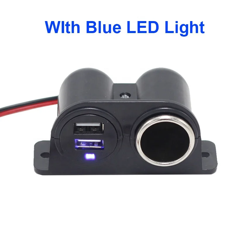 Black Car Cigarette Lighter Auxiliary USB Dual Power Outlet DC 12V Socket Plug Adapter Car Accessories