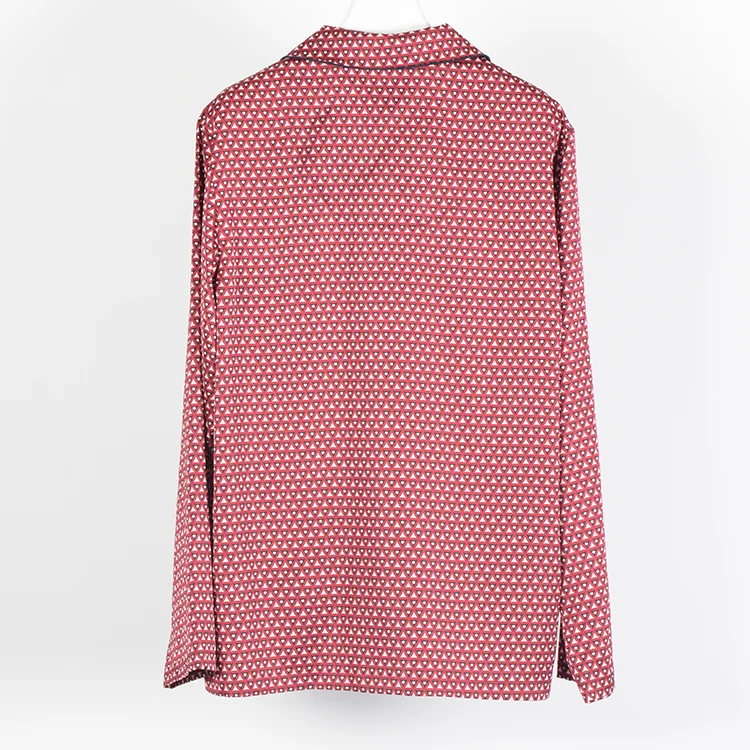 
New products print pajama set 2 colors satin silk long sleeve homewear for men 