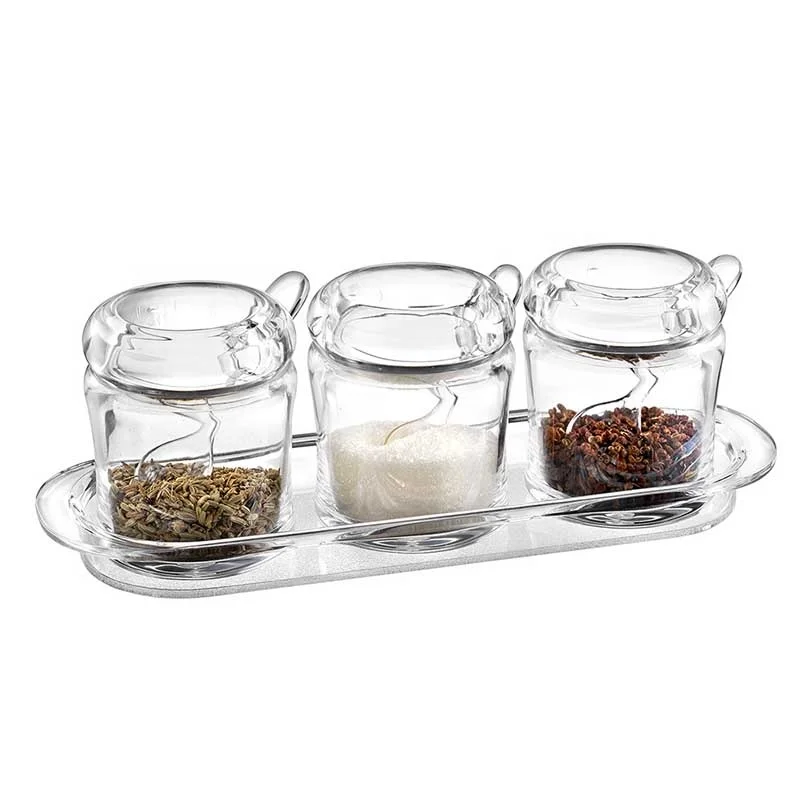 K-1056S3 Wholesale High Quality Kitchen Condiment Set Seasoning Pot Salt and Pepper Storage Bottle Acrylic Spice Jar