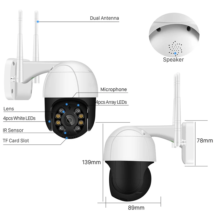 3MP Автоматическая отслеживающая мини ICSEE IP камера наблюдения наружная беспроводная WiFi CCTV PTZ