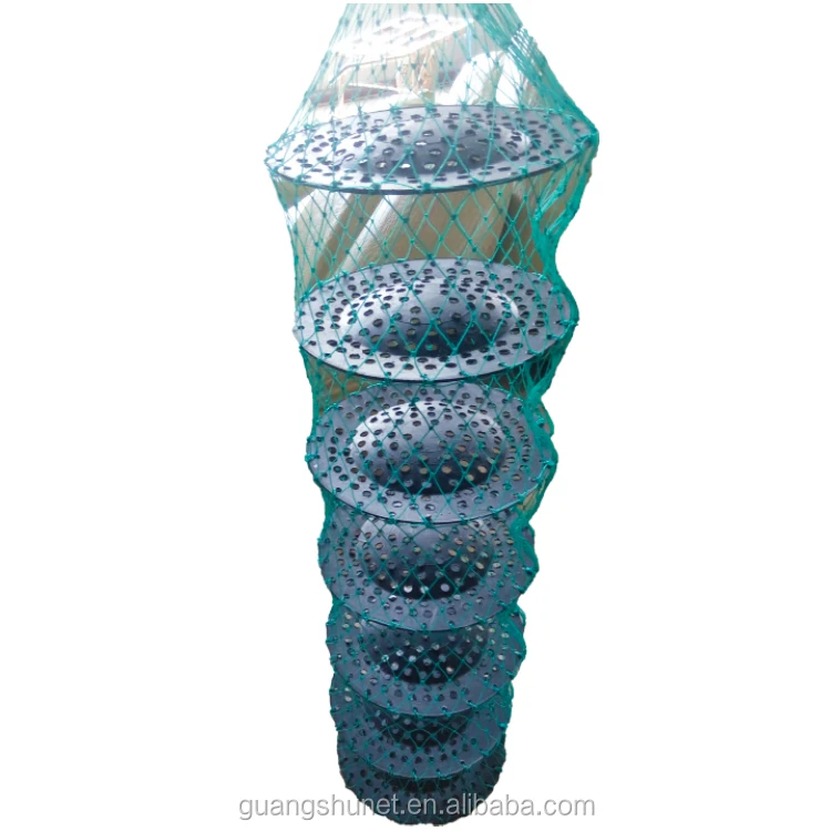 Polyethylene or nylon braided, derailed and closely woven, multilayer folding oyster lanturn cage net