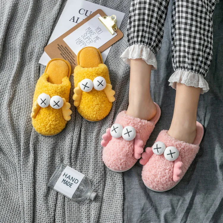 Luxury fluffy flat bottomed plush faux fur open toed slippers indoor home women slippers