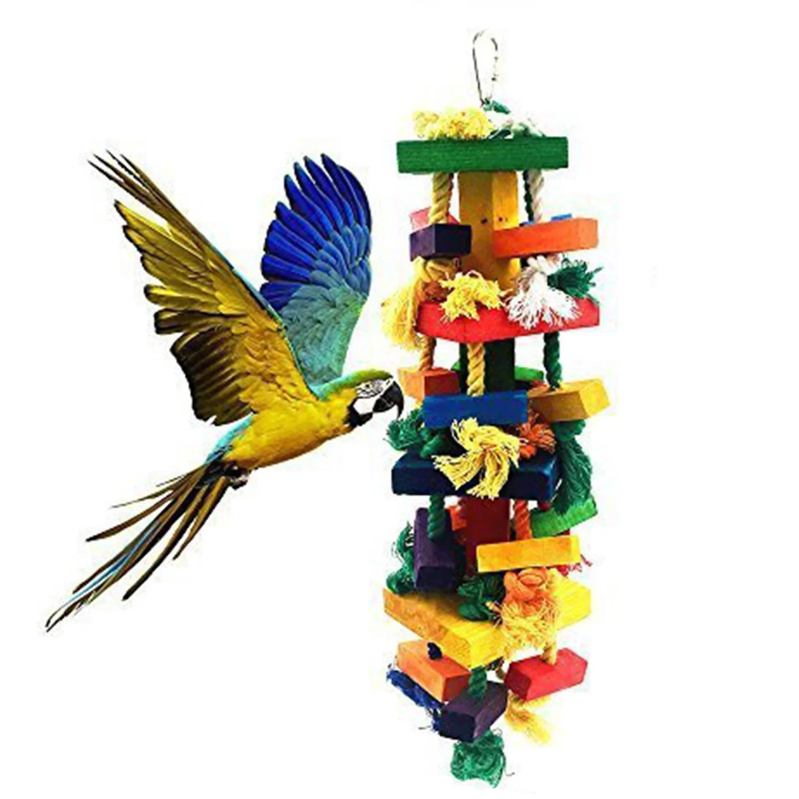 ZMaker New Wooden Cotton Parrots Macaws Bite Bird Parrot toy Wooden Multicolore Bird Parrot Chew Toy