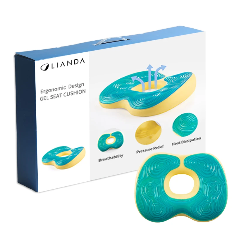 Hot Sale Healthy Cooling Gel Seat Cushion Premium Memory Foam Coccyx Gel Seat Cushion for Pain Relief