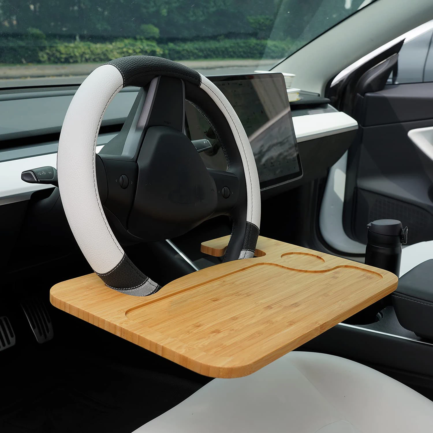 Car Steering Wheel Wood Desk Table Vehicle Car Laptop Food Storage Tray Interior Accessories 2022
