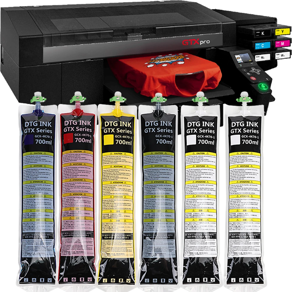 700ml Digital To Garment DTG Ink Bag With Chip GTX-600 400 422 423 424 425 Pro B Bulk Printer GTX Ink Chips For Brother GTX