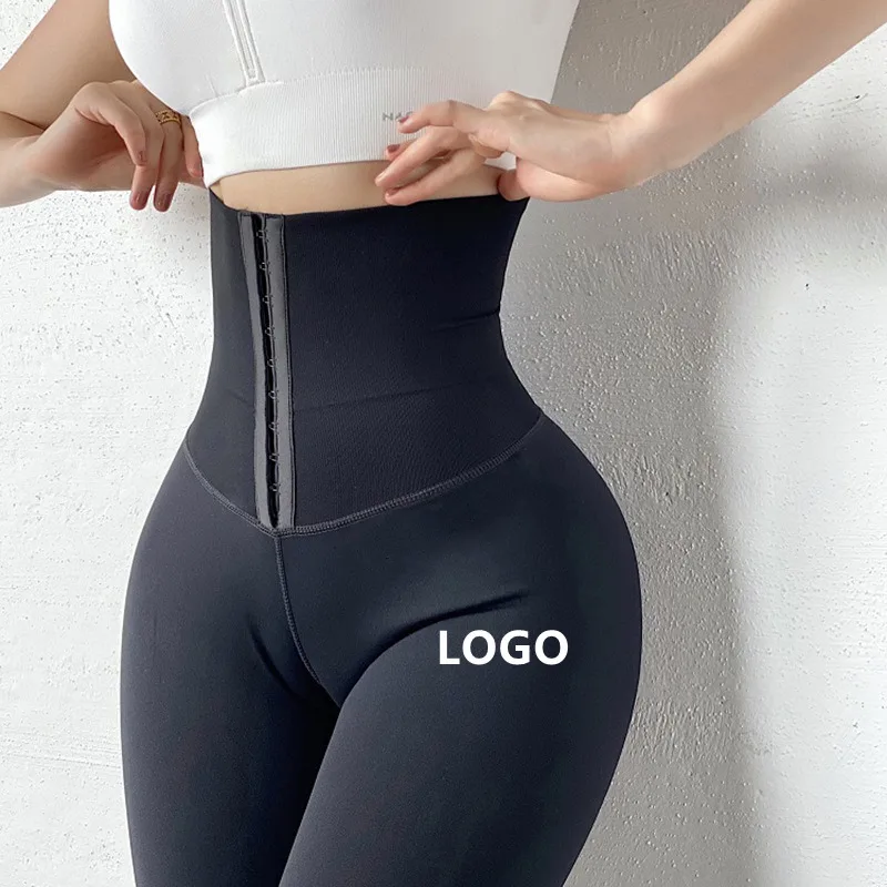 Women Sweat Pants Tiktok Logo Fitness Waist Trainers And Shape Wear Tummy Control Waist Cincher Corset Leggings