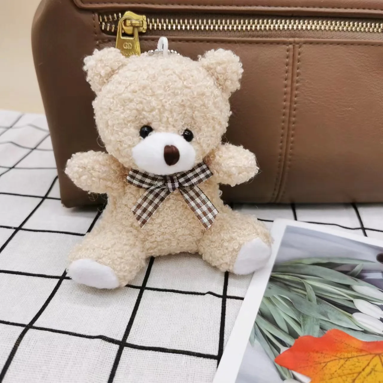 Cute sitting posture mini bear Teddy Bear doll plush toy key chain car decoration bag small pendant