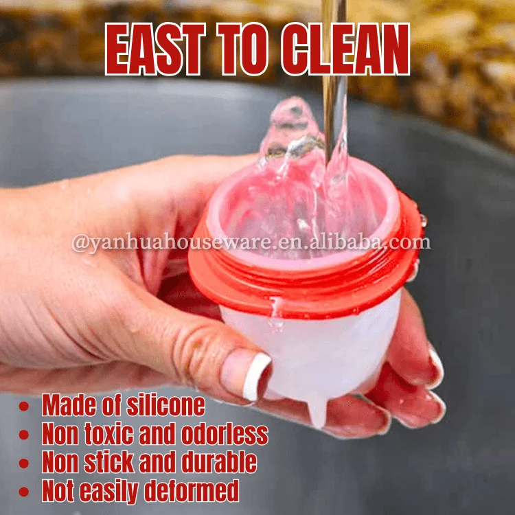 6 Pack Egg Rapid Cooking Pods Hard Boiled Eggs Silicone Cooker Steamer Non-stick Egg Poachers Boiler