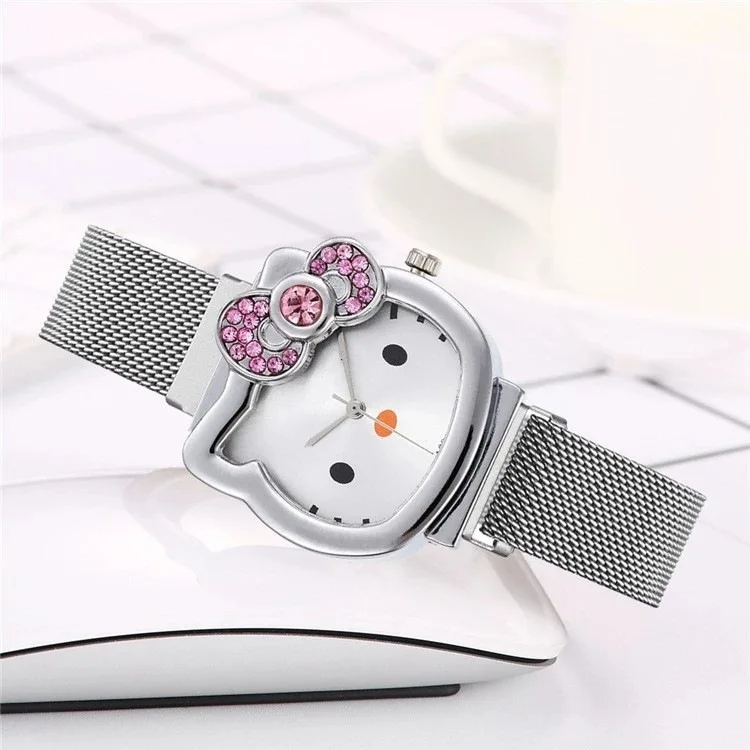 Hifive Fashion Cartoon Hello kitty Children Watch Quartz Bracelet Watches Magnet Buckle Strap Kid Wristwatch Girl Gift Relogio